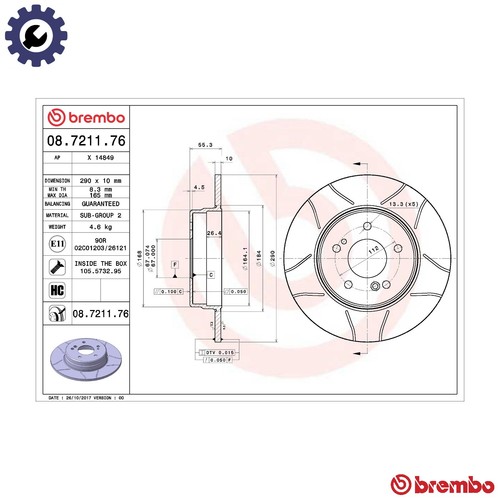Brake disc 7211 76 - 2x, 08.7211.76