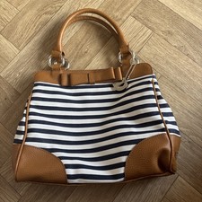 Dents Navy Striped Handbag