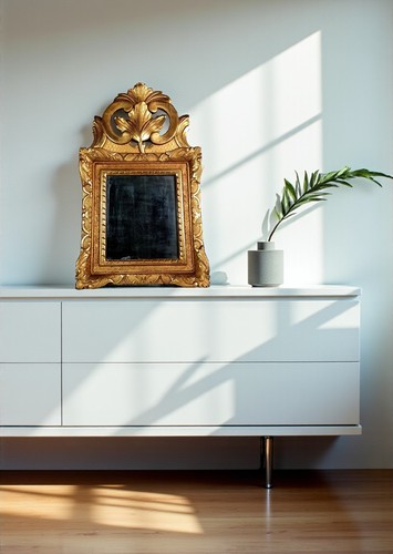Antique mirror with carved