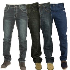ETO Mens Straight Leg Jeans Basic Casual Work Denim Regular Fadded Trousers