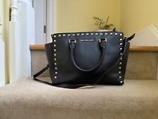 Michael Kors Black Saffiano Leather Studded Crossbody Bag