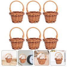  6 Pcs Rattan Shopping Basket Mini Baskets with Handles Straw for Favors