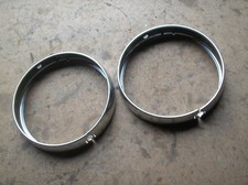 Classic car motorcycle ?? split chrome headlight rims x2 185mm OD UNUSED UNKNOWN