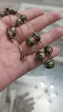 Vintage 1920s Wedding Cake Glass Bead Necklace. Venetian. Foiled. Gift Wrapped