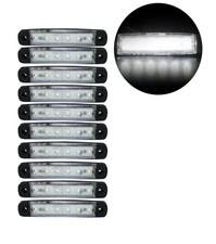 10 pcs White 12V 6 LED Side Front Marker Indicator Lights Lamp Truck Trailer