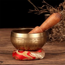 Handmade Tibetan Singing Bowl Set Brass Chime  for Meditation and Yoga