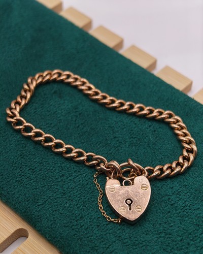 9ct rose gold curb link - gold,