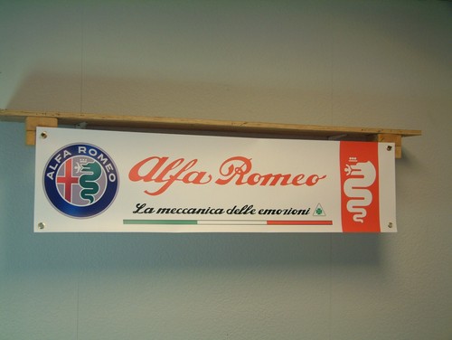 Alfa romeo banner car workshop - romeo,
