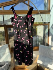 Black Dress Pink Cherries Pink Bows XL Bettie Page USA Retro Vintage Style 1950s