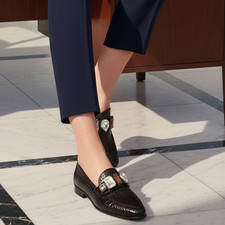 Russell & Bromley DIAMONDCUT Burgundy Leather Jeweled Loafer Size EU 36.5 UK 3.5