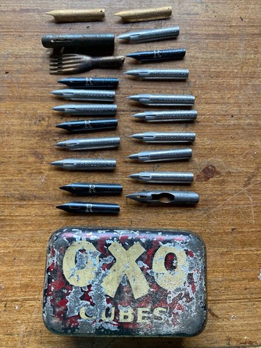 Vintage calligraphy pen nibs