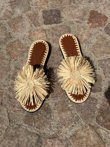 Handmade moroccan raffia slide - handmade,