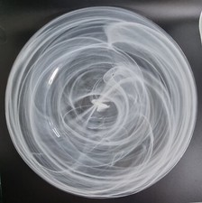 Alabaster White Swirl Glass Dinner Plates (335mm Diameter).