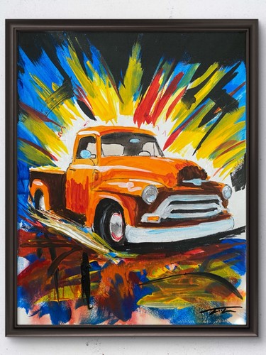 Orange vintage pickup - orange,