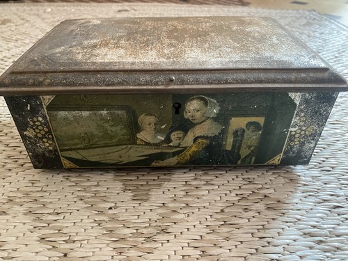 Vintage tin tea caddy with - vintage,