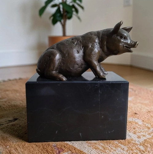 Bronze pig statue animal - bronze,