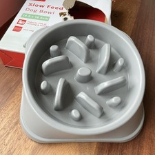 MY PETS SLOW FEED DOG BOWL 19.5 x 19.5CM NON SLIP GREY BRAND NEW 
