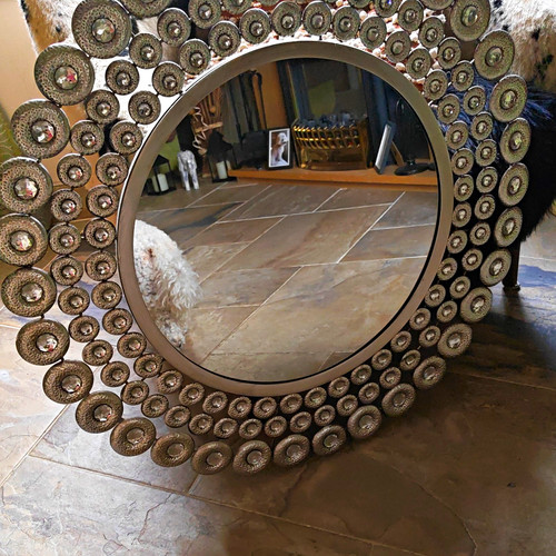 Round silver textured metal - silver,