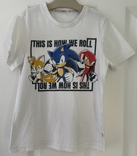 Sonic 7-8 Years Boys White Short Sleeve T-shirt Top Good Condition