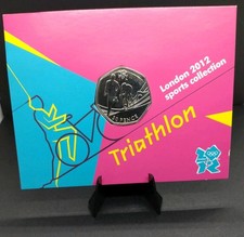  2011 50p Triathlon Carded Olympic Coin –BUNC– Fifty Pence London Games 