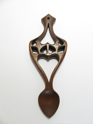 Wooden welsh love spoon - wooden,