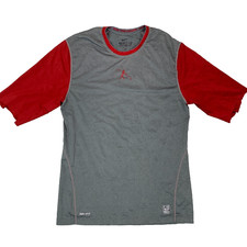 Nike Pro Combat Grey Dri Fit Short Sleeve T Shirt Tee Size Men's Large