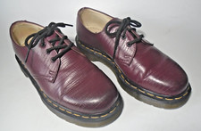 Doc Dr Martens Textured 1461 Dark Cherry Red Shoes, Size UK 4, 3 Eyelet