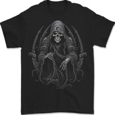 Grim Reaper Throne Skull Mens T-Shirt 100% Cotton