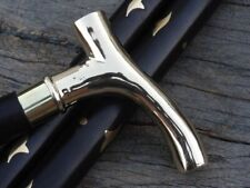 Plain Smooth Derby Handle Victorian Foldable Black Colour Wooden Walking Stick