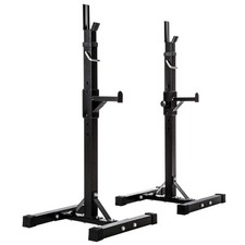2pc adjustable weight rack gym squat barbell bar power stand lifting heavy duty