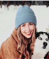 Fleece Lined Warm Beanie Hat Unisex Pale Blue Soft Warm Lining New