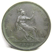 1865 One Penny Coin Victoria