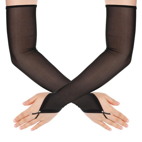Long fingerless gloves - gloves,, black