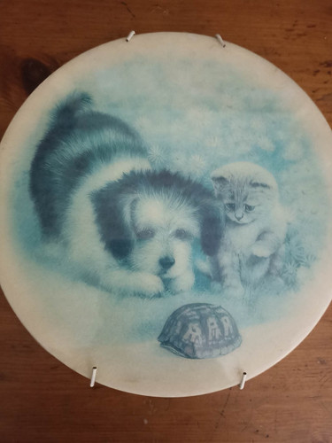 Decorative plate cat dog and - plate,