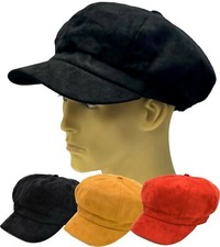 Women's Black Faux Suede Bakerboy Hat Newsboy Gatsby Cap Baker Boy Ladies Girl's