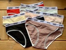 Women 6 pcs Elastic Sport Letter Waistband Comfort Briefs Knickers Size Large 