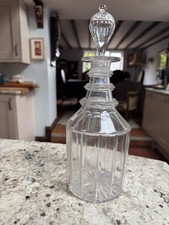 GEORGIAN 3 RING MALLET GLASS DECANTER WITH ORIGINAL MUSHROOM STOPPER CIRCA 1830s