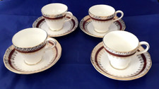 Coffee Cups & Saucers x 4 Salisbury 1960's Bone China Sarum Pattern Free Postage