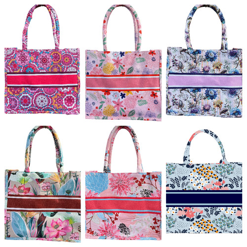 Floral printed jute shopping - printed,