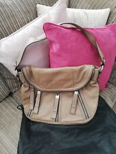 B Makowsky Taupe Leather Shoulder Tote Bag Handbag Immaculate Condition