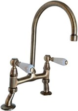 Tevere Cranked Leg Bridge Kitchen Tap Bronze Deck Mount Tap - NEW SOLD AS SHOWN