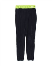 SUPERDRY Womens Graphic Leggings UK 10 Small Navy Blue Colourblock CD70