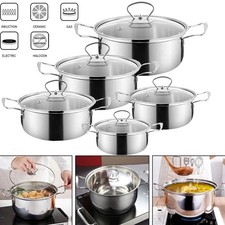 5x Stainless Steel Pots Set