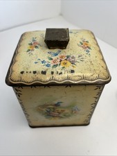 Vintage Tea Caddy Tin Birds Lovers Floral 11x11cm Biscuit Tin Lose Tea Leaves