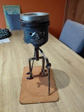 Piston Head Sculpture, Art, Craft, Decor, Old Man With Walking Stick.