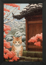 Snow Cat Painting Framed Wall