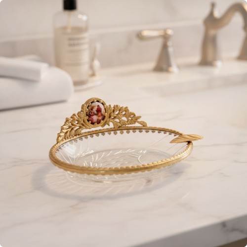 Glass bowl with metal - glass,