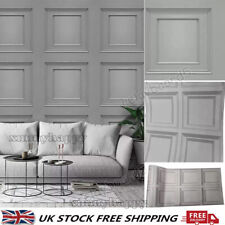 Oliana Large Wooden Panel 3D Effect Feature Wallpapers Realisitc Grey Coving 9M