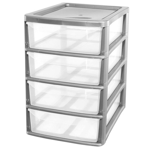 Silver plastic drawer - silver,