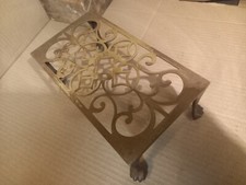 Vintage Brass Fireside Trivet. Ball And Claw Feet.